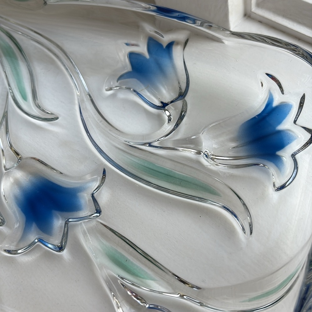 Mikasa Bluebells Green and Blue Glass Tray - Picture 5 of 6